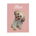 Custom AI Pet Portrait Fleece Blanket - Personalized Dog Photo Blanket