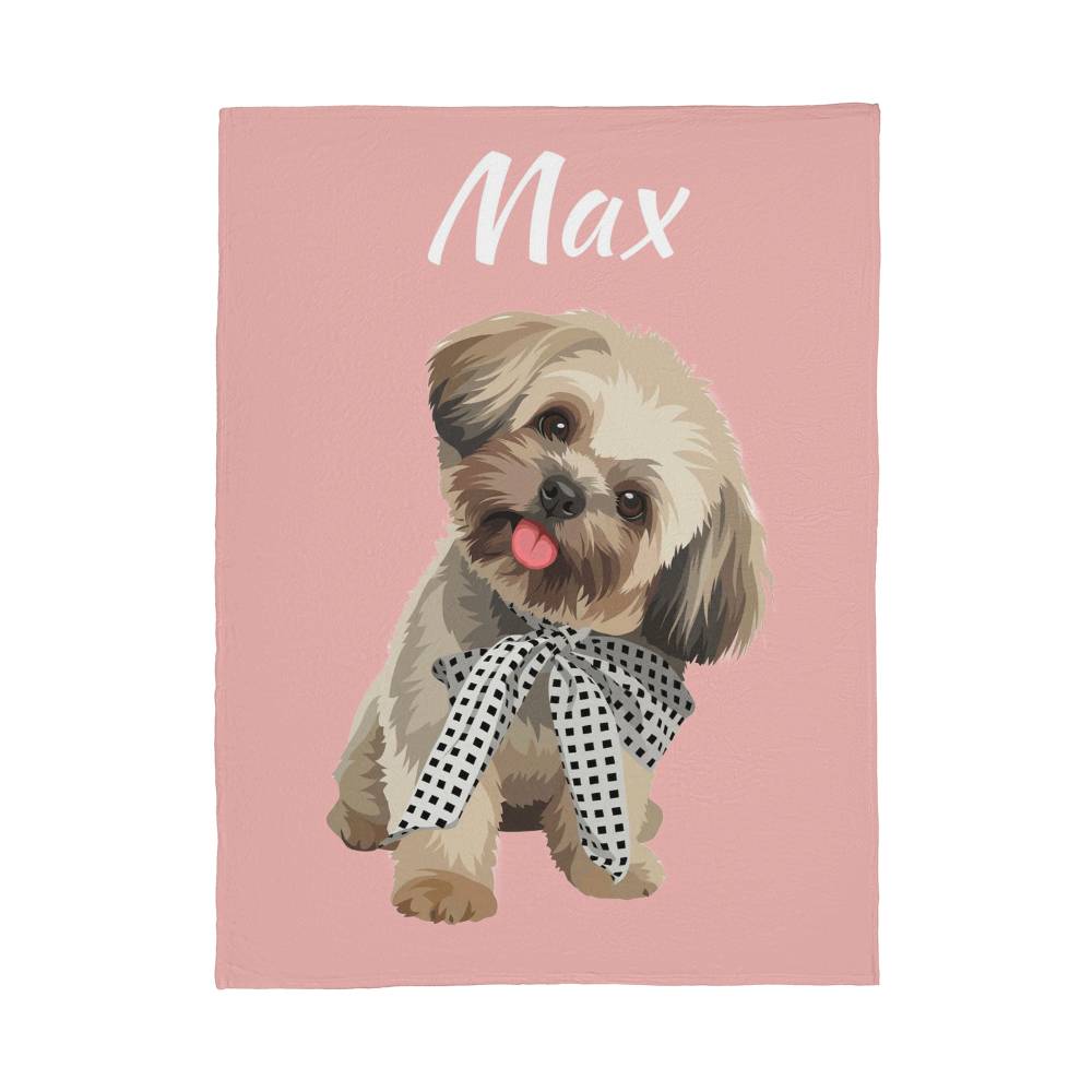 Custom AI Pet Portrait Fleece Blanket - Personalized Dog Photo Blanket