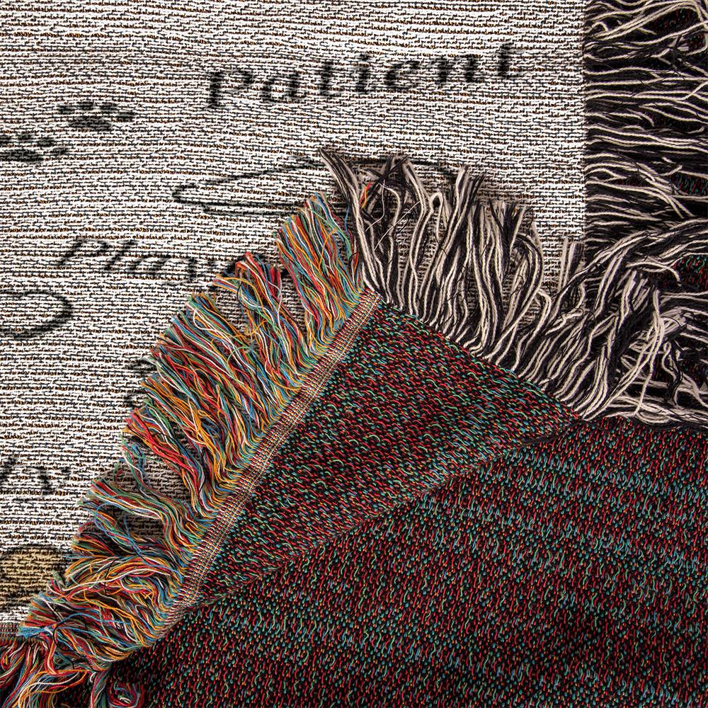 🐾 My Little Buddie Heirloom Woven Blanket – French Bulldog Edition - Gold Embellishment