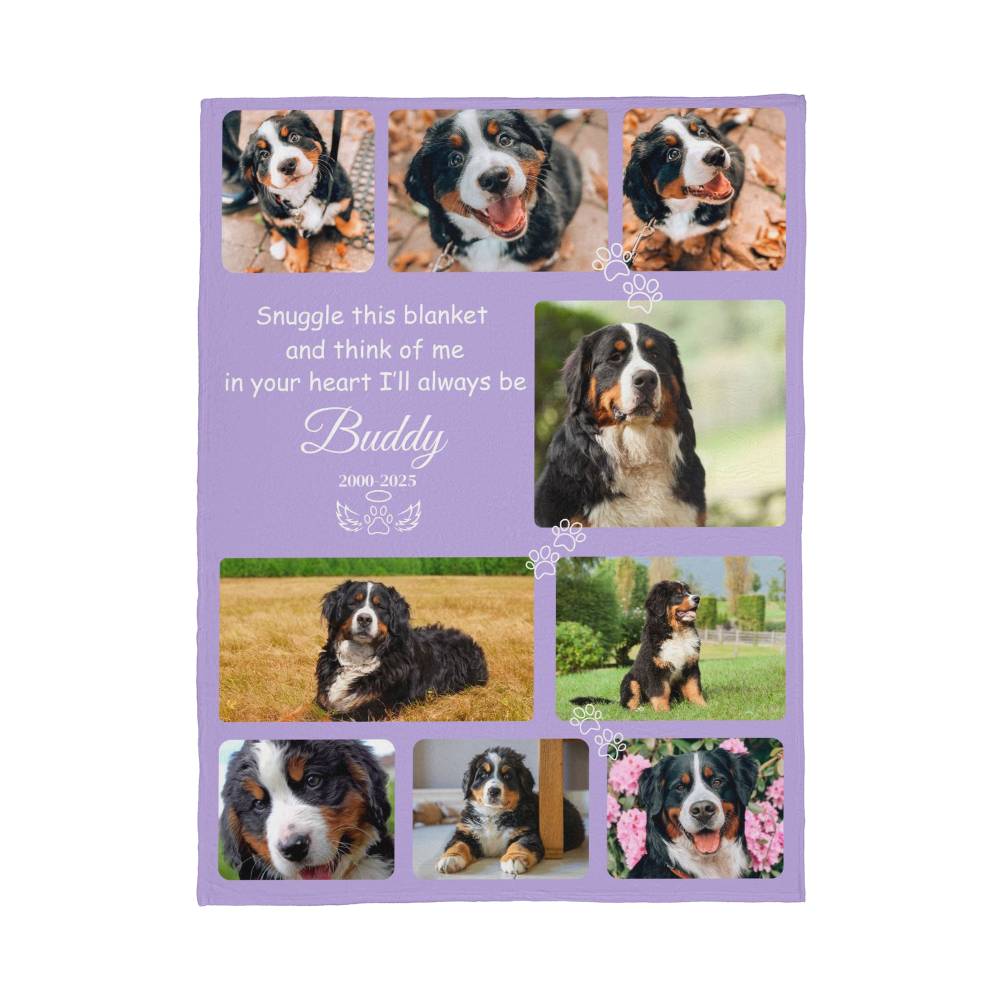 "Snuggle This Blanket and Think of Me" - Pet Memorial Fleece Blanket
