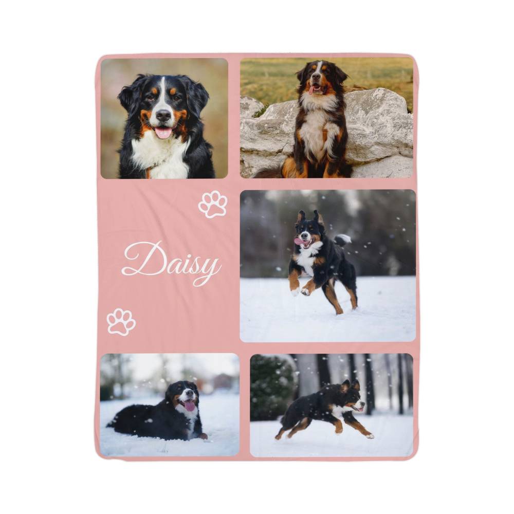 🐾  Personalized Photo Collage Blanket five photos - sherpa blanket