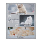 Personalized Multi-Cat Photo Blanket - Custom Cat Collage Fleece Blanket - 2-5 Cats Names & Photos