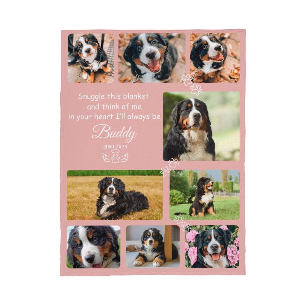 "Snuggle This Blanket and Think of Me" - Pet Memorial Fleece Blanket