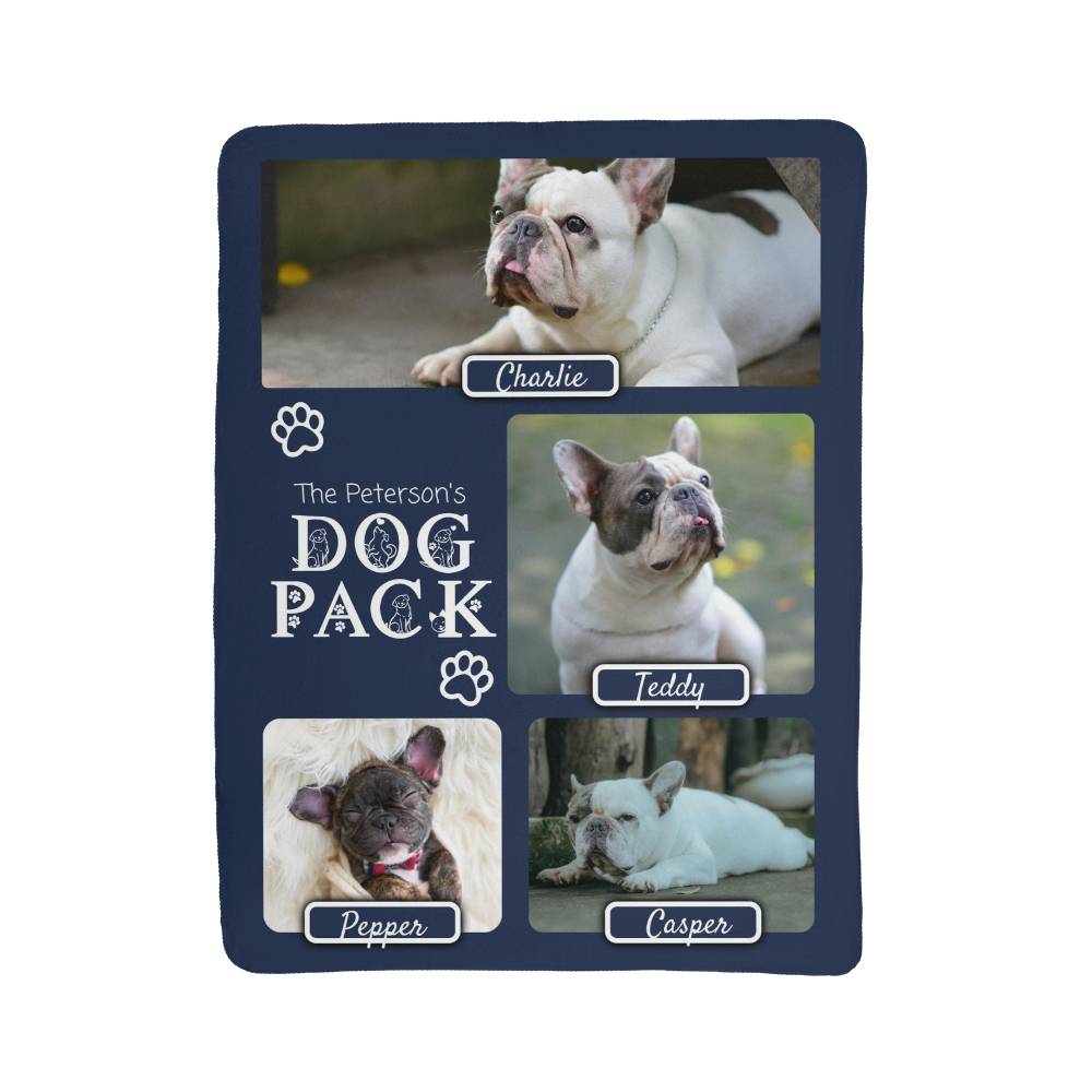 🐾  "The Dog Pack" Personalized Photo Collage - sherpa blanket
