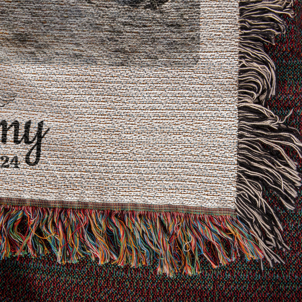 Personalized Photo Woven Blanket – Custom Heirloom Keepsake Gift