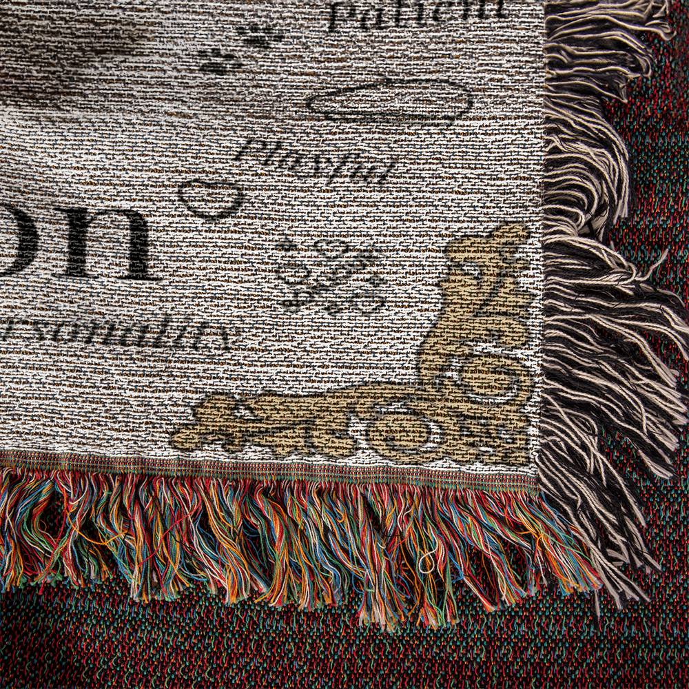 🐾 My Little Buddie Heirloom Woven Blanket – French Bulldog Edition - Gold Embellishment