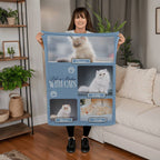 Personalized Multi-Cat Photo Blanket - Custom Cat Collage Fleece Blanket - 2-5 Cats Names & Photos