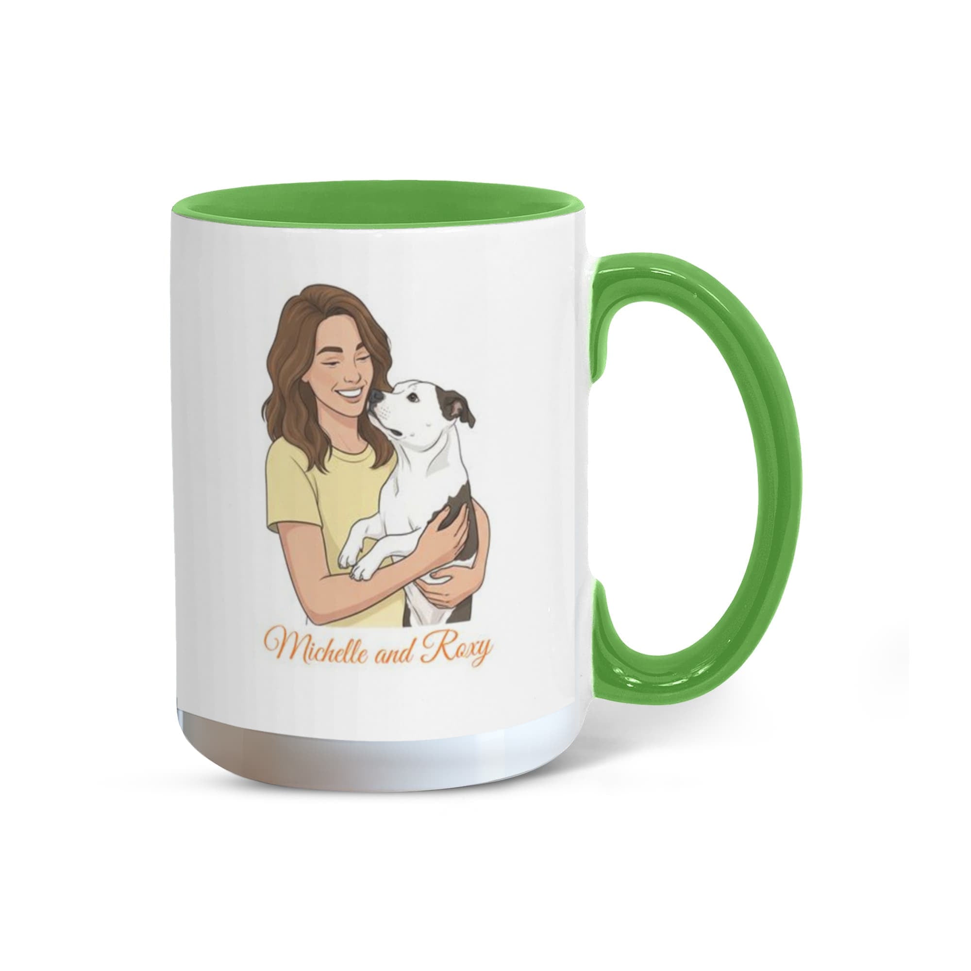 Personalized Dog Mom Coffee Mug – "Hot Girls Rescue Dogs" Custom Illustration with Mom & Dog