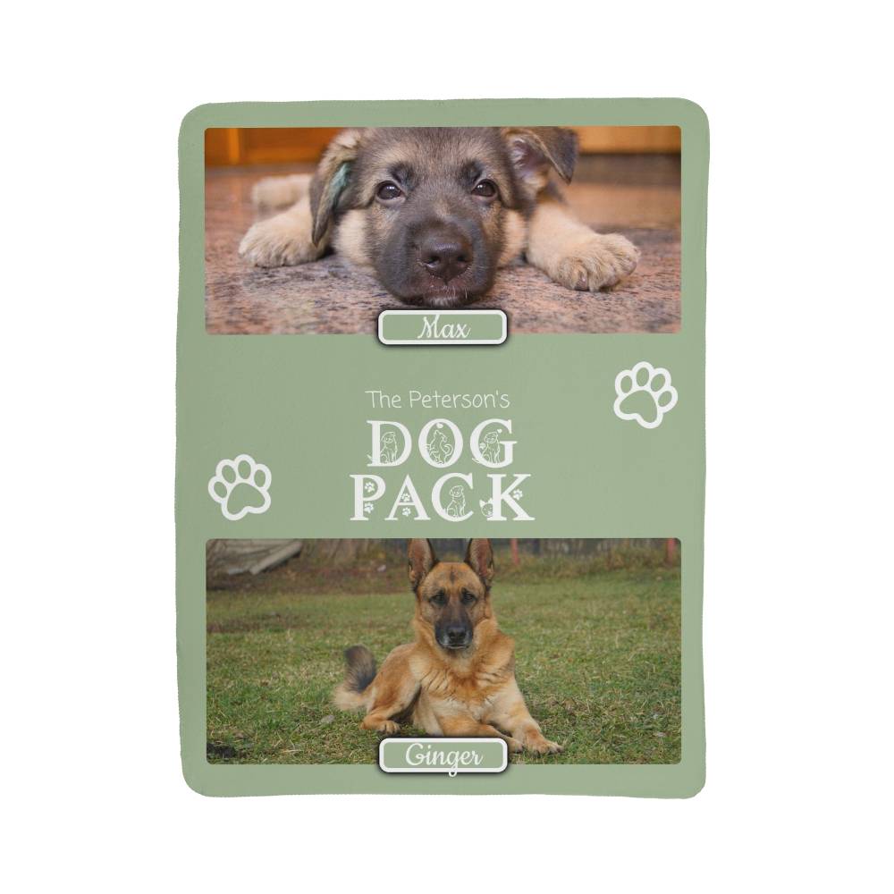 "Dog Pack" Personalized Photo Collage Sherpa Blanket - Multi-Dog Gift