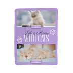 Purple card with two cat images and 'Life is Better With Cats' text on a white background