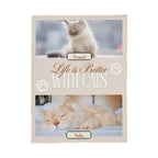 Personalized Multi-Cat Photo Blanket - Custom Cat Collage Fleece Blanket - 2-5 Cats Names & Photos