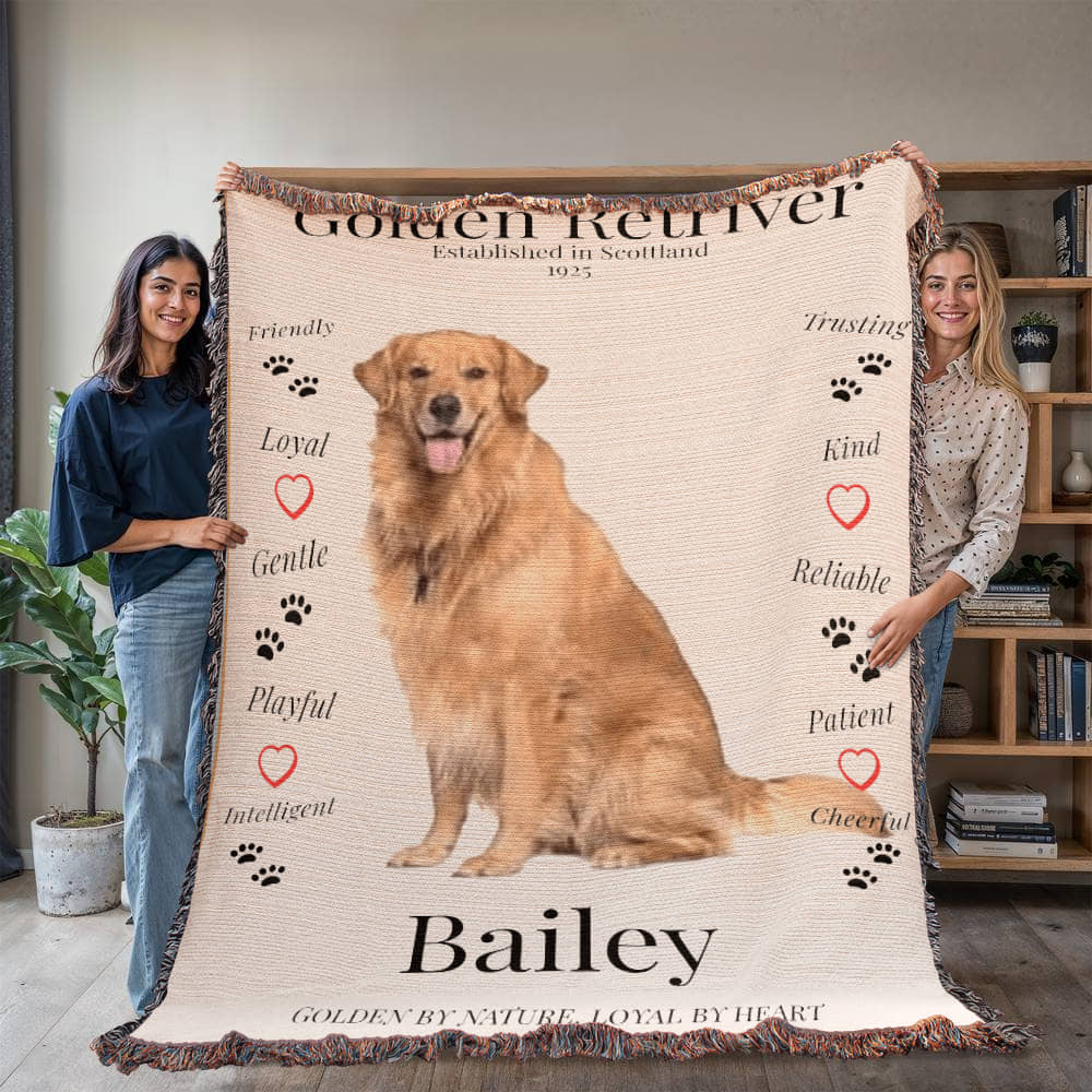 🐾 My Little Buddie Heirloom Woven Blanket – Golden Retriever Edition