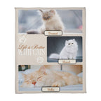 Personalized Multi-Cat Photo Blanket - Custom Cat Collage Fleece Blanket - 2-5 Cats Names & Photos