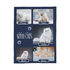 Personalized Multi-Cat Photo Blanket - Custom Cat Collage Fleece Blanket - 2-5 Cats Names & Photos