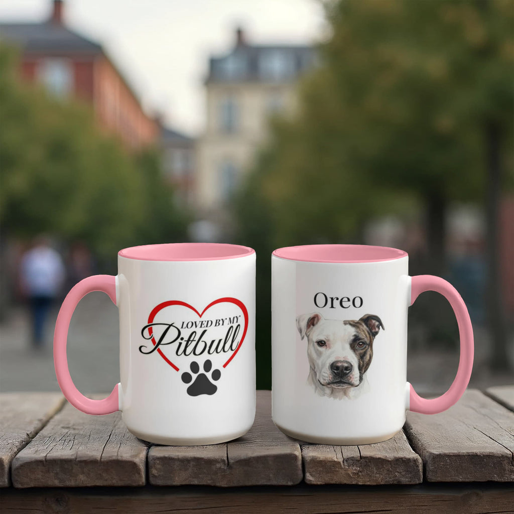 "Loved by my Pitbull" Water Color  Pet Portrait Coffee Mug