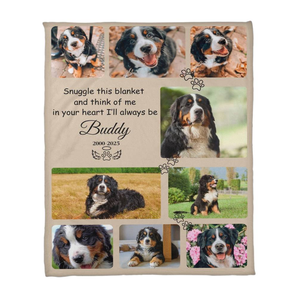 "Snuggle This Blanket and Think of Me" - Pet Memorial Fleece Blanket