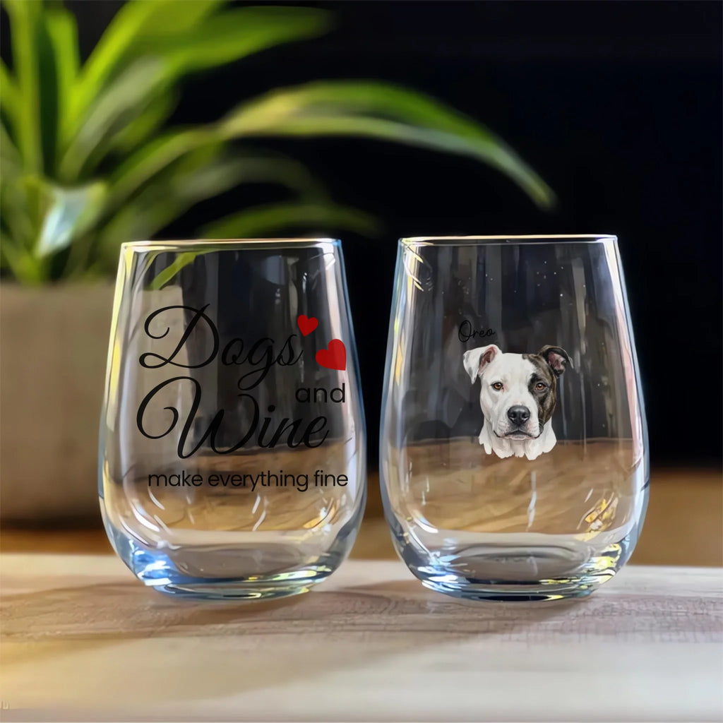 Fancy Watercolor Portrait Wine Glass with Black Text – Custom 15oz Personalized Gift