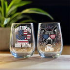 American Dog Mom Personalized Portrait Wine Glass – Custom 15oz Gift