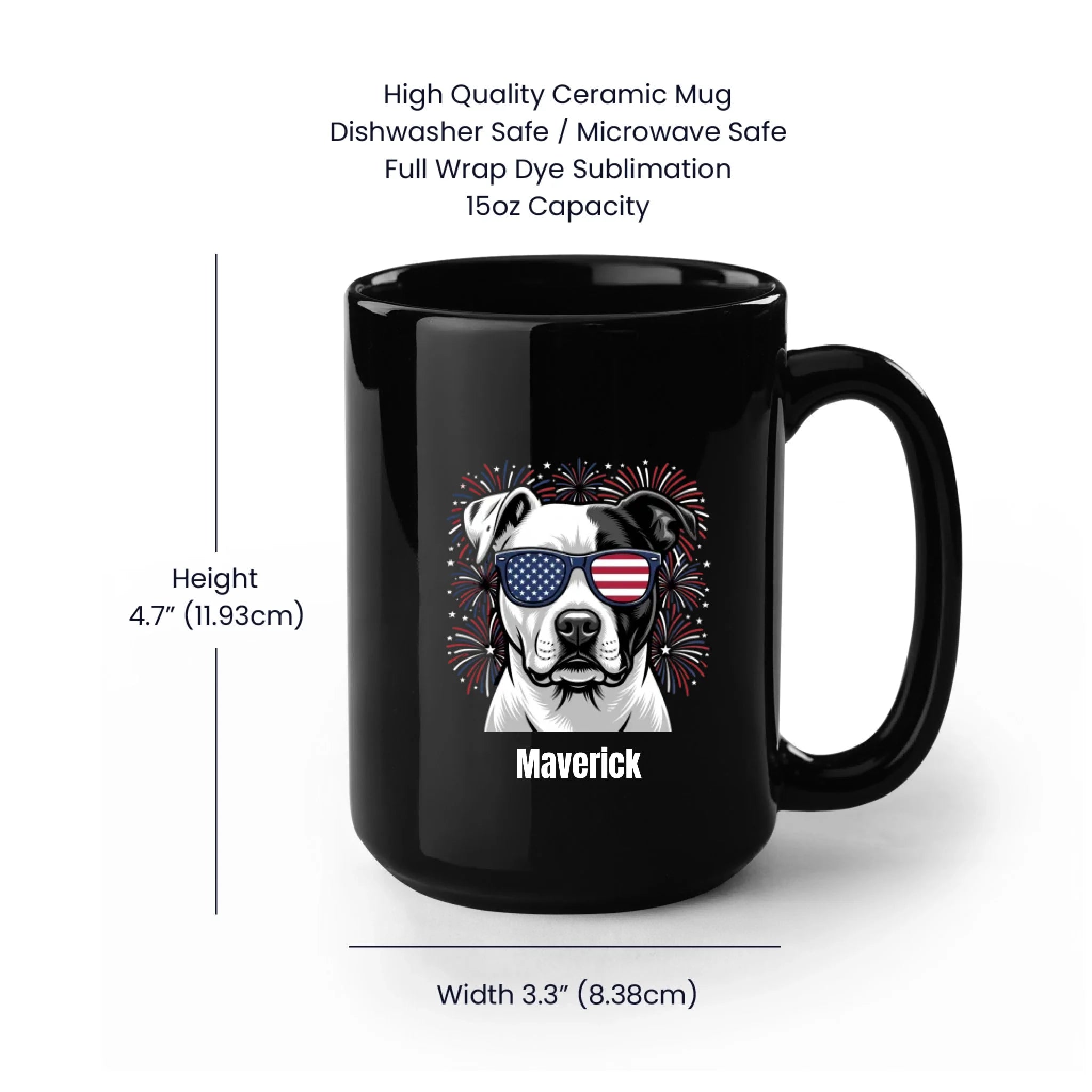 15oz Black Mug Spec Image