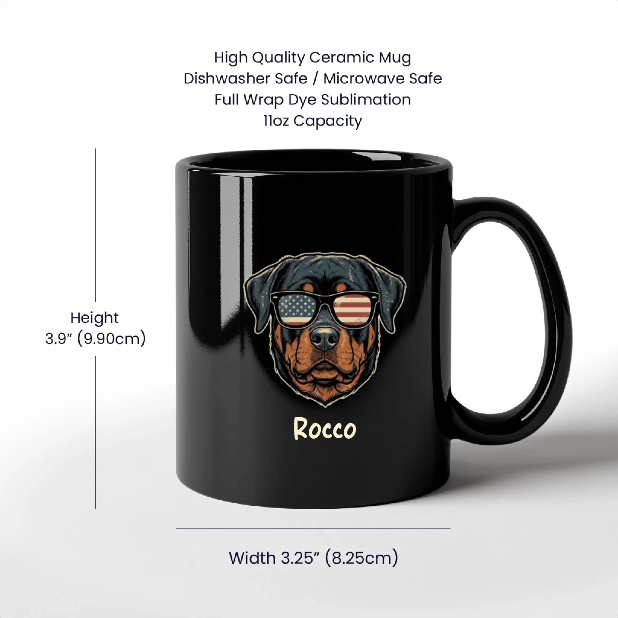 11oz Black Mug Spec Image