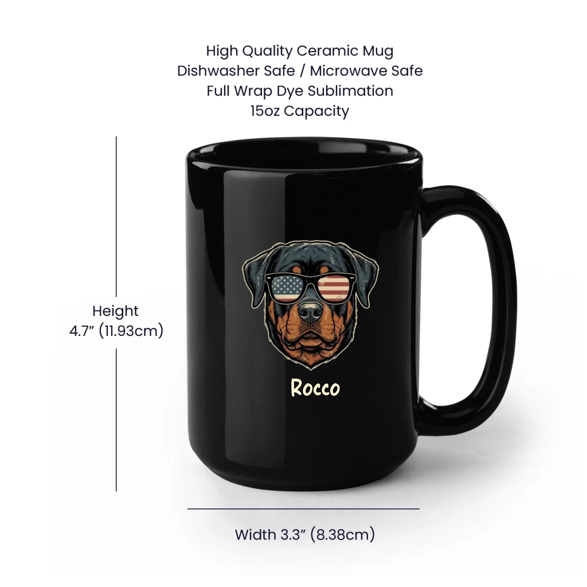 15oz Black Mug Spec Image