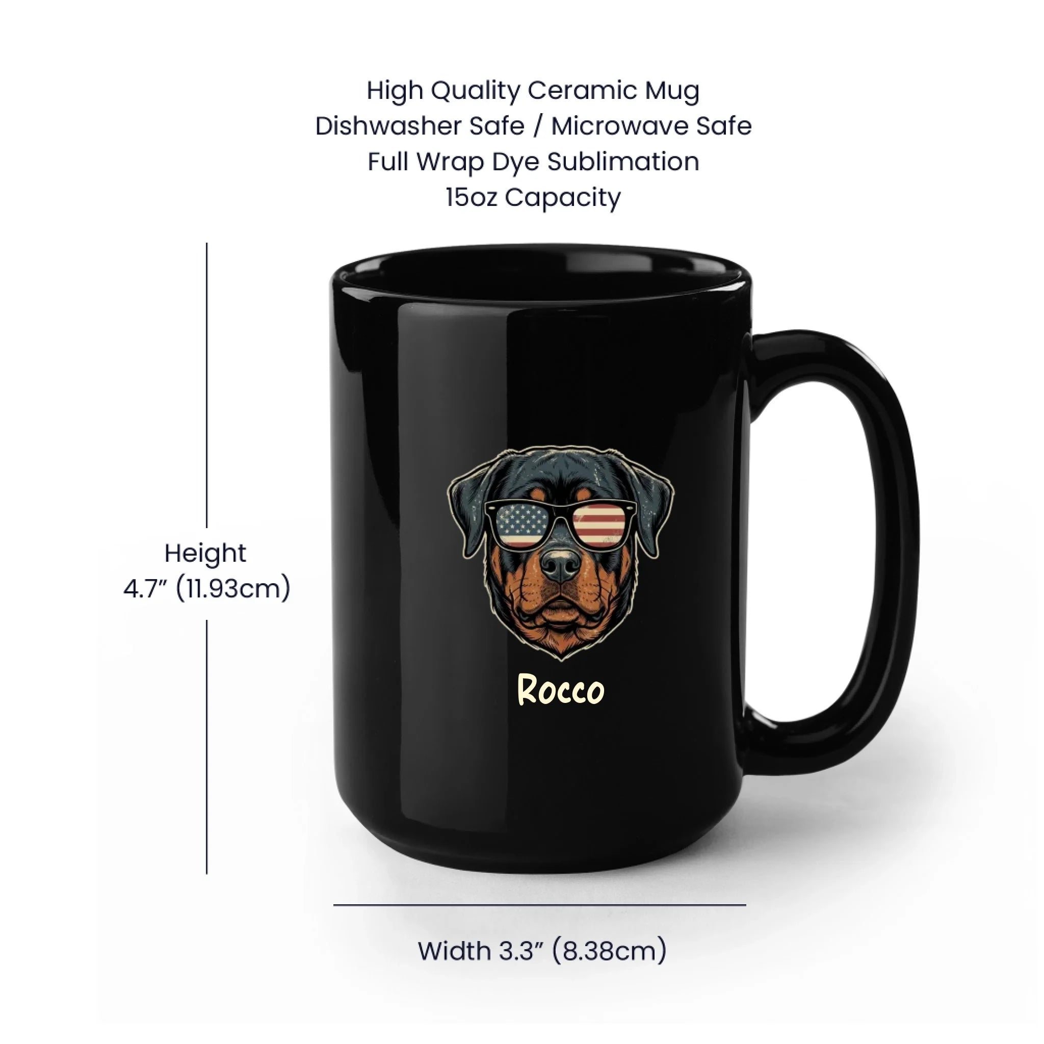 15oz Black Mug Spec Image