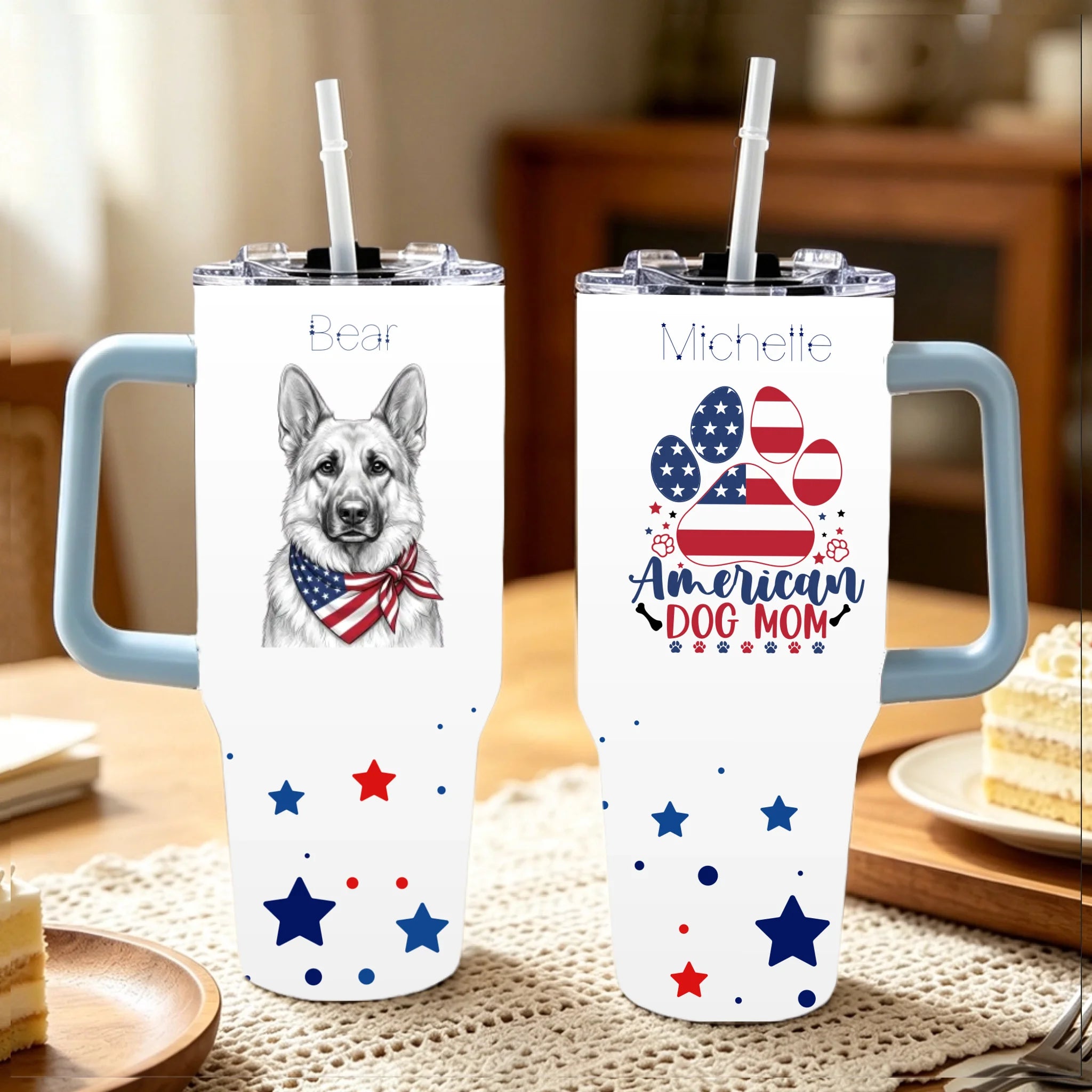 America's Dog Mom Personalized Sketch with Bandana 40oz Tumbler