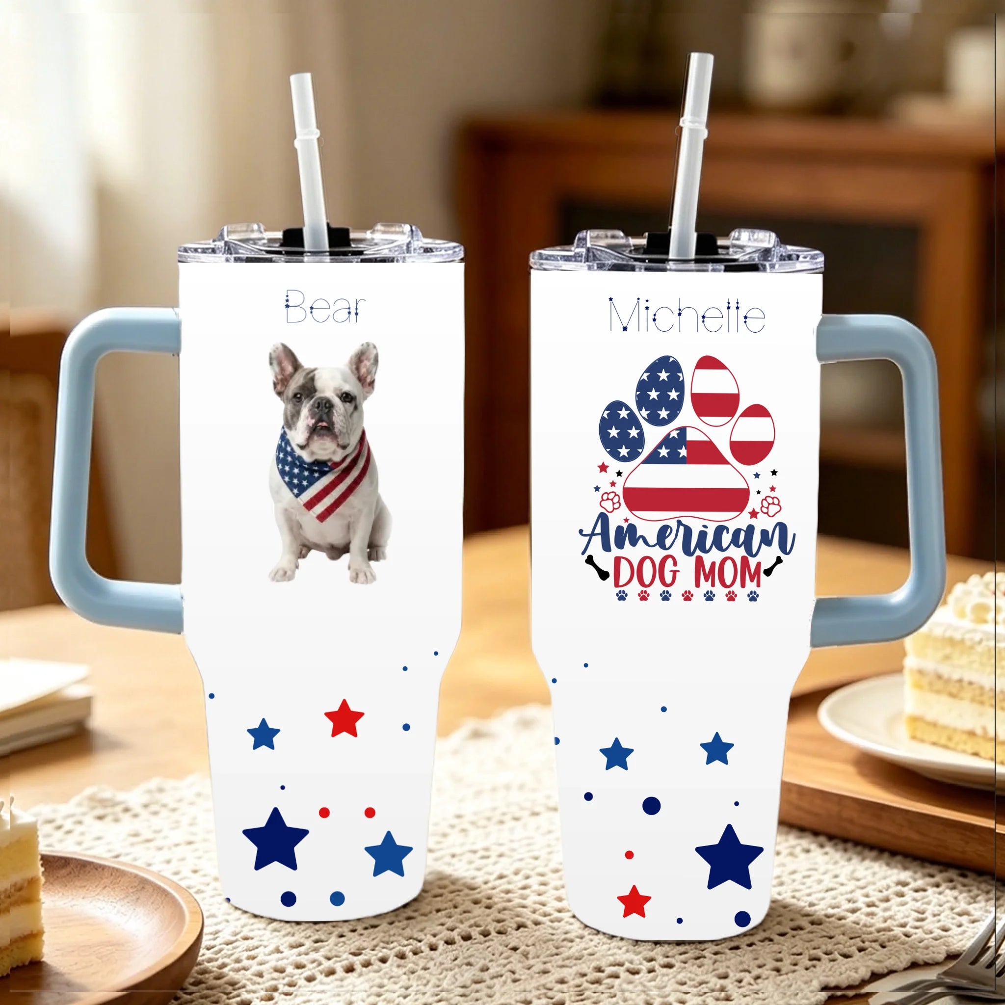 American Dog Mom Photo with Bandana 40oz Tumbler