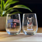 Dog Mom Varsity with Bow Wine Glass