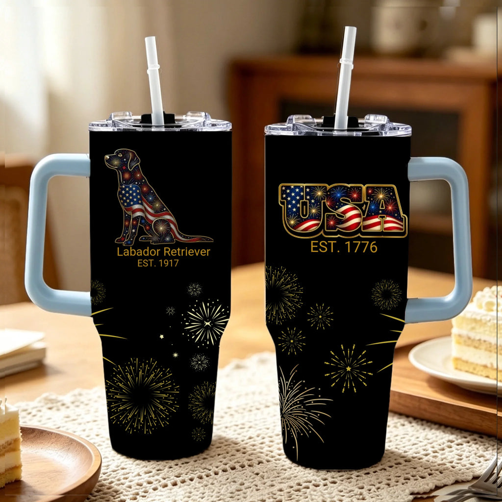 Fireworks Labrador Retriever – 40 oz. Tumbler with Handle