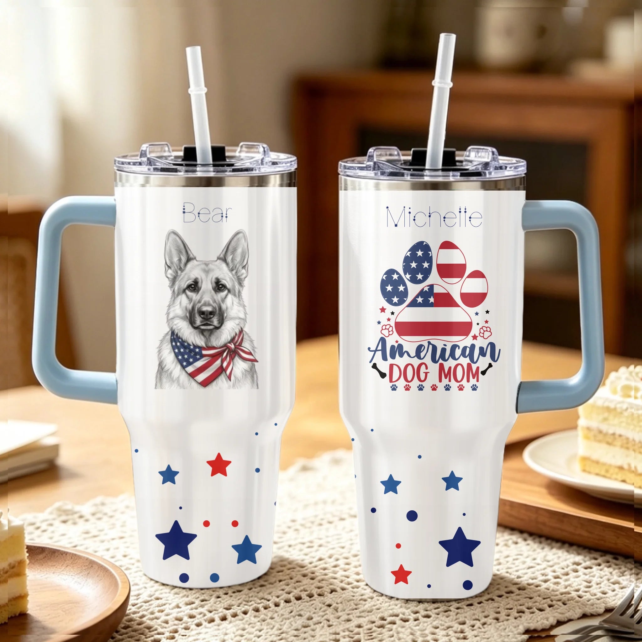 America's Dog Mom Personalized Sketch with Bandana 40oz Tumbler