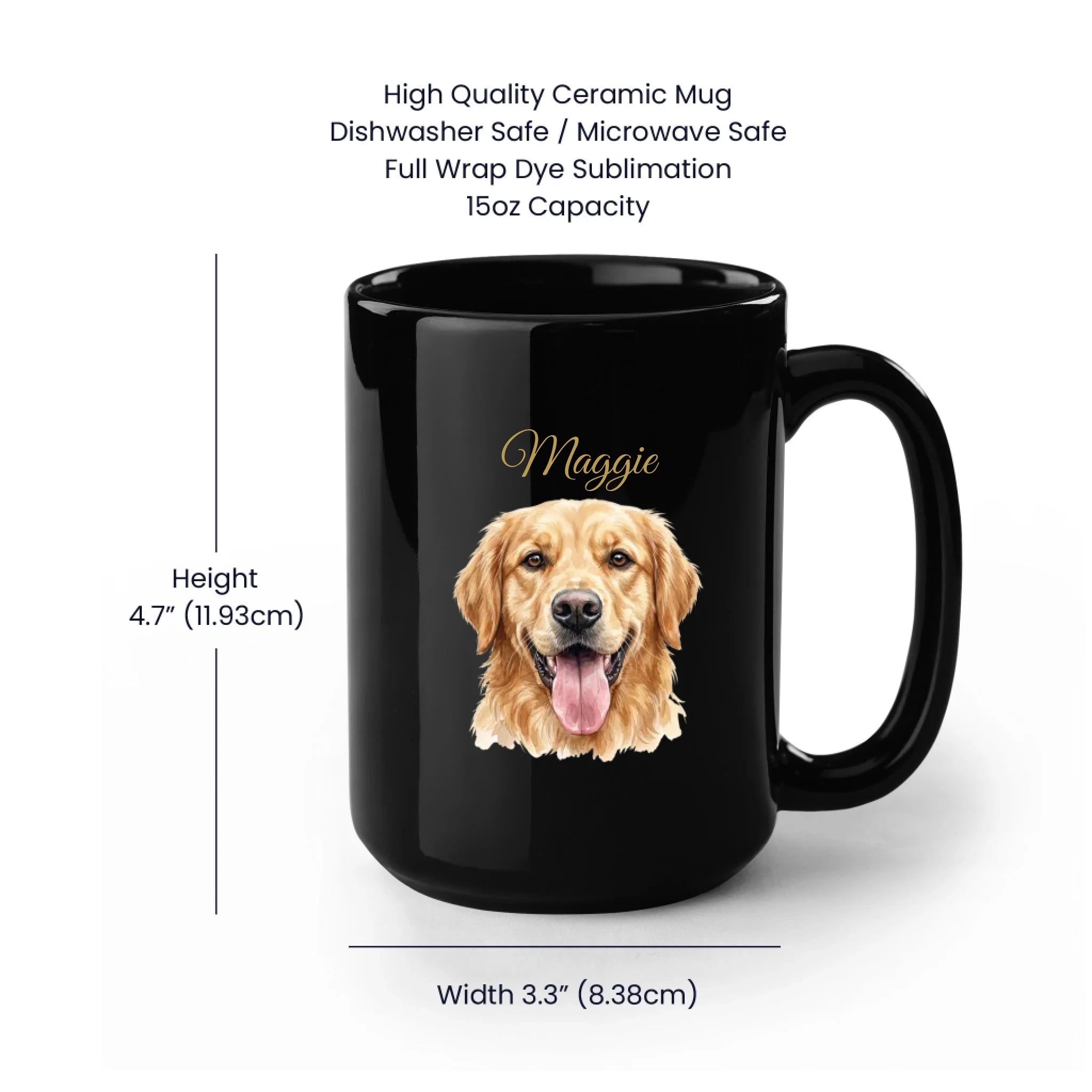 15oz Black Mug Spec Image