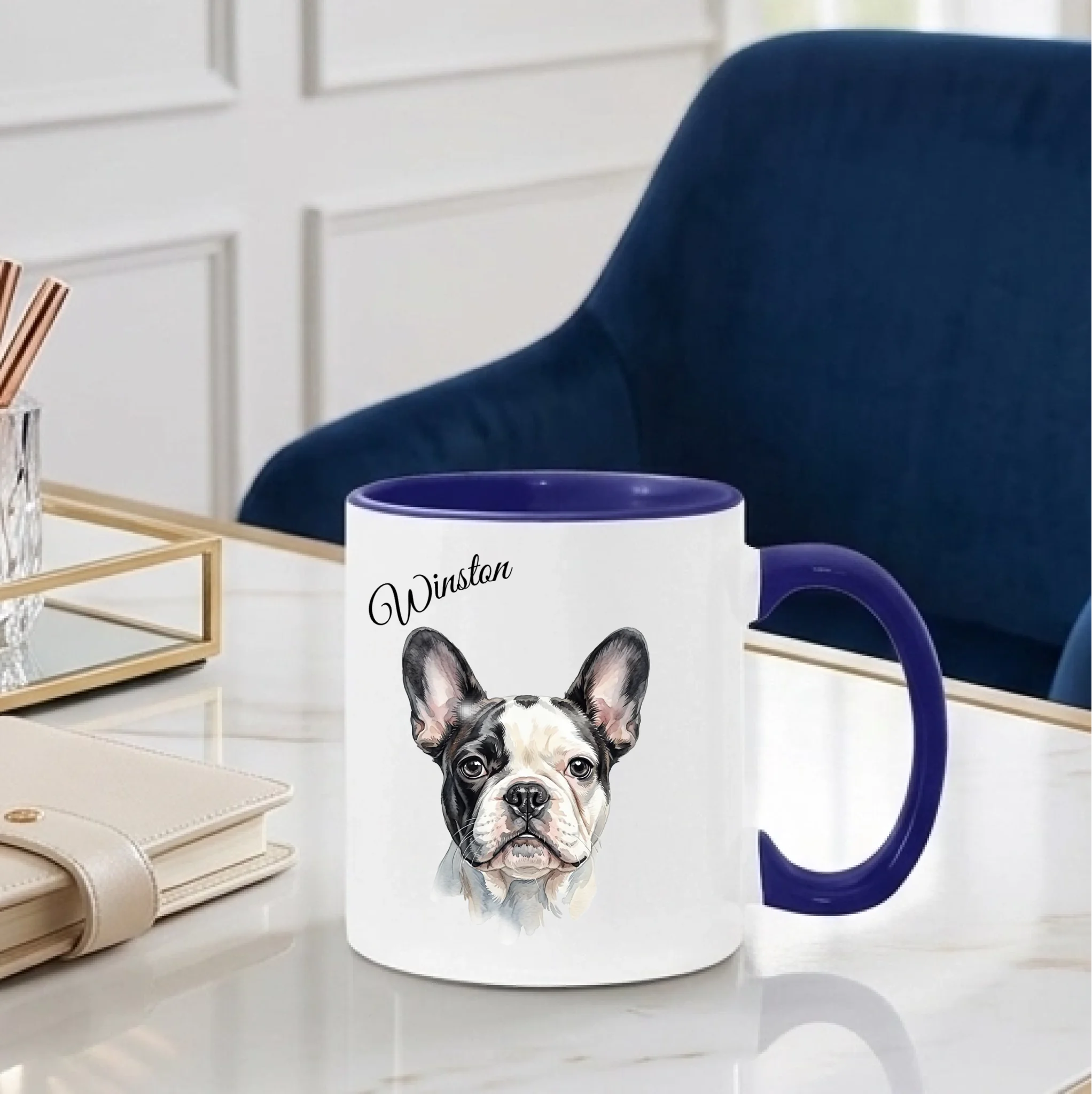 11oz mug single blue handle