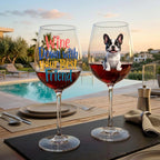 "Wine Down With Your Best Friend" Cartoon Fun Personalized Portrait 16oz Wine Glass