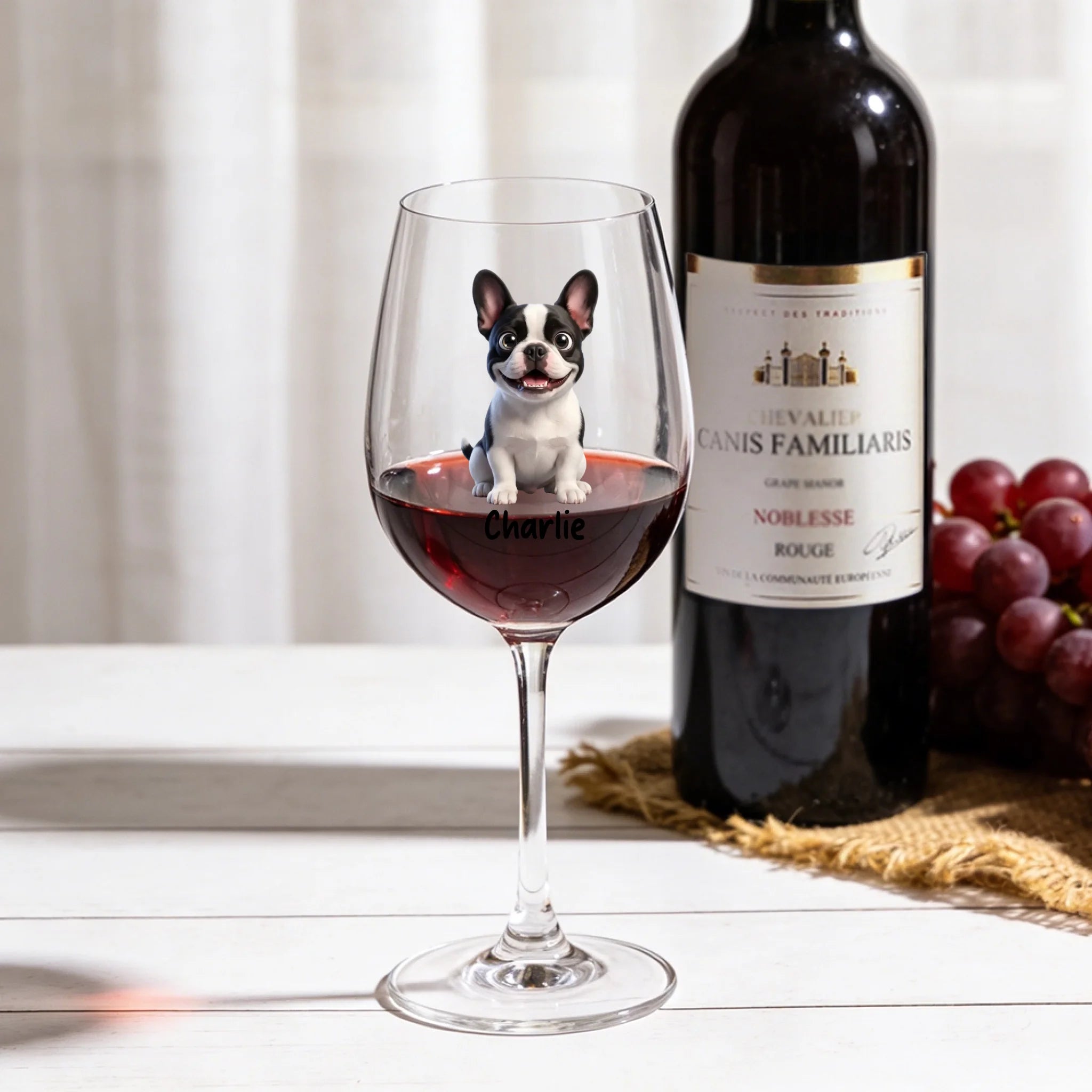 Dog Mom by Day, Wine Mom by Night Personalized Cartoon 16oz Wine Glass
