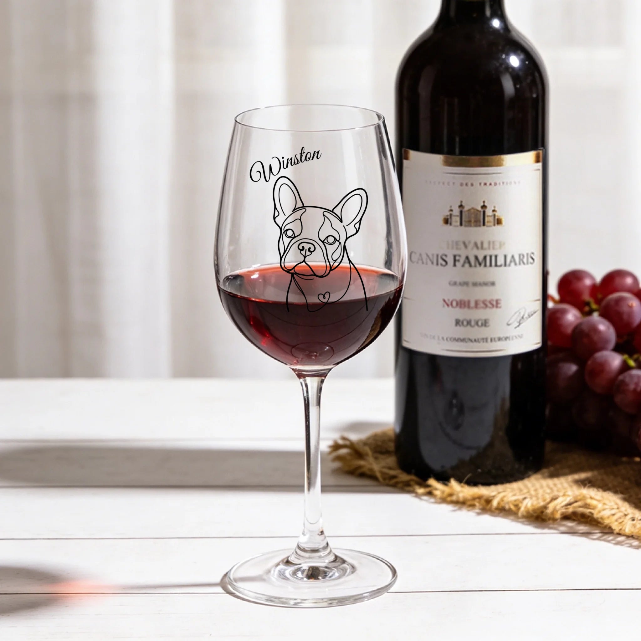 "Wine Down With Your Best Friend" Script Personalized Doodle 16oz Wine Glass