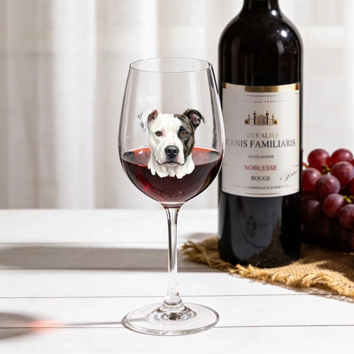 "Dogs and Wine Make Everything Fine" Fancy Personalized Watercolor White Font 16oz Wine Glass