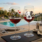 "Dogs and Wine Make Everything Fine" Fancy Personalized Watercolor Black Font 16oz Wine Glass