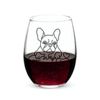 "In My Frenchie Mom Era" Personalized Doodle 15oz Stemless Wine Glass