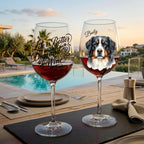 "Life is Better With Dogs and Wine" Script Personalized Watercolor 16oz Wine Glass