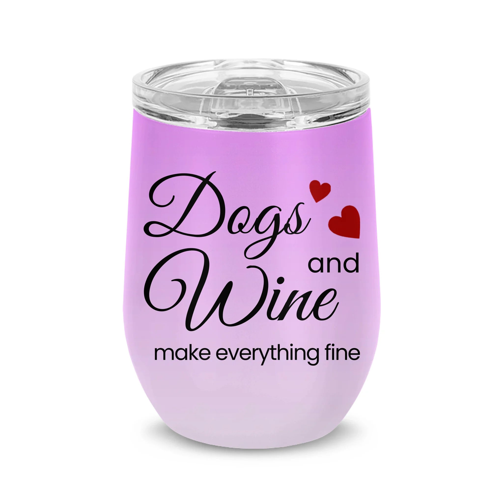 "Dogs and Wine" Fancy Script Personalized Watercolor Portrait 12oz Wine Tumbler