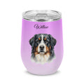 "Dogs and Wine" Fancy Script Personalized Watercolor Portrait 12oz Wine Tumbler
