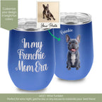 Wine tubler with a personalized french bulldog photo turned into a cute cartoon and the dogs name.