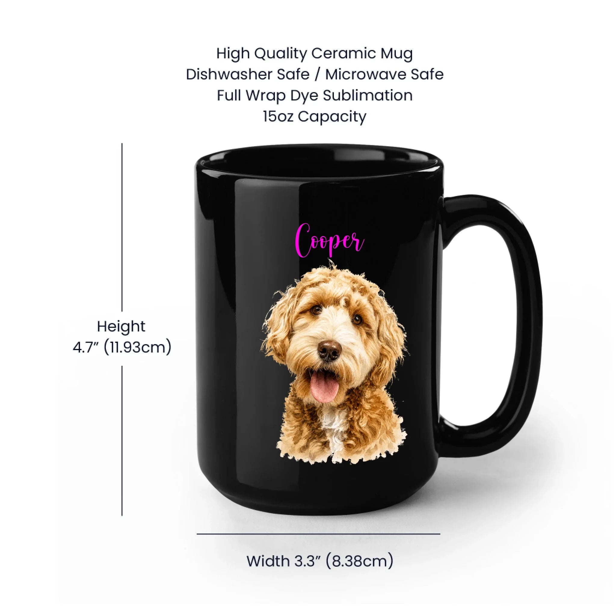 15oz Black Mug Spec Image