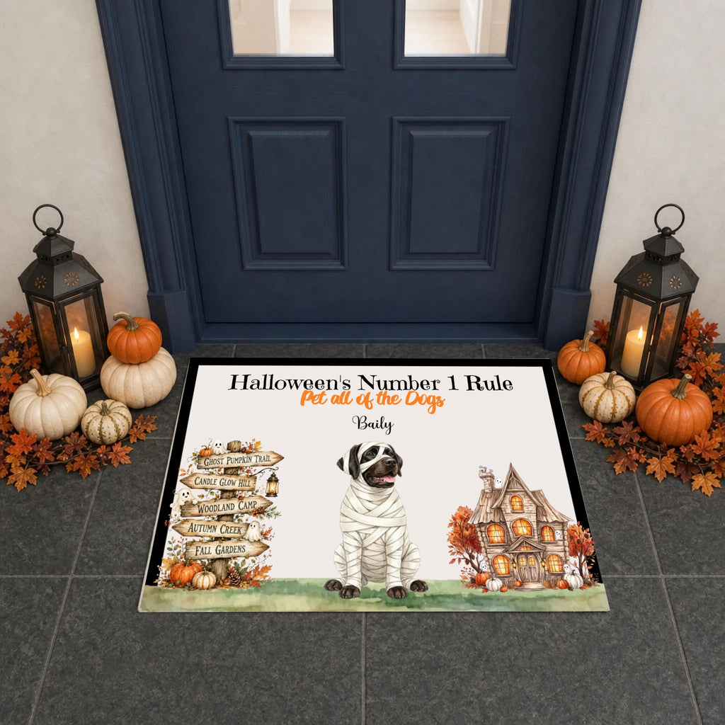 Personalized Watercolor Dog Door Mat – Custom 1 to 4 Dogs, Choose Background & Font Color