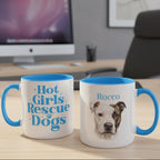 Personalized Dog Mom Coffee Mug – "Hot Girls Rescue Dogs" Watercolor Pet Portrait