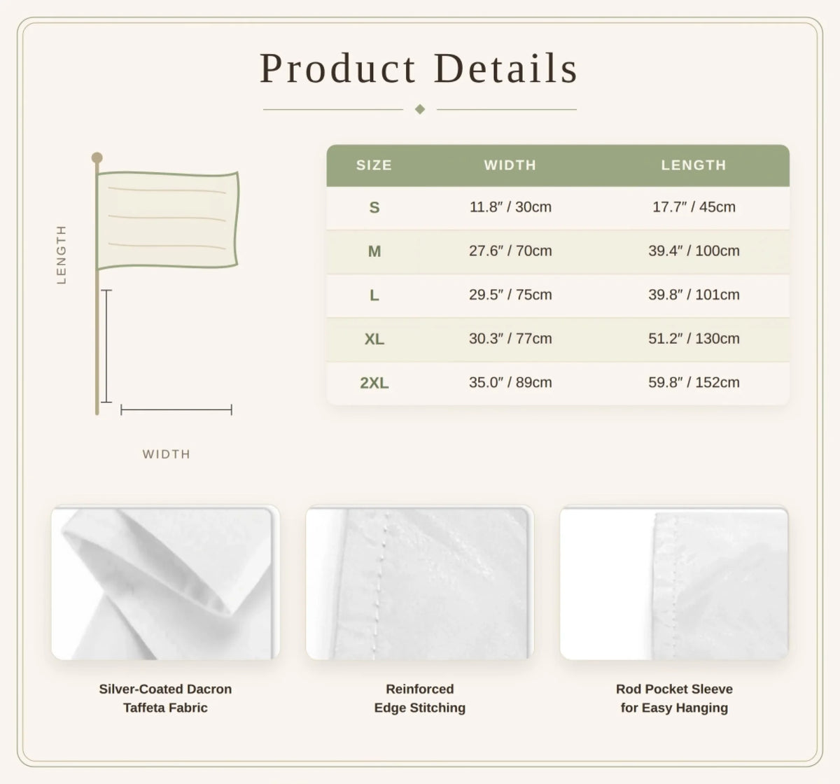 Product description for flag