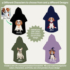 Choose from 4 watercolor Halloween characters and hoodie colors for your custom pet hoodie