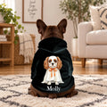Watercolor Cavalier ghost portrait hoodie with name, shown from the back