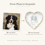 Before and after: pet photo turned into a vintage sketch portrait ring dish